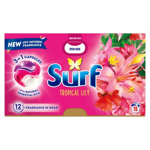 Surf Tropical Lily 3 in 1  Laundry Washing Detergent Capsules 15 Washes