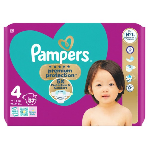 Pampers Premium Protection Nappies, Size 4 (9-14kg) Essential Pack