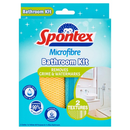 Spontex Microfibre Cloths Bathroom Cleaning Kit