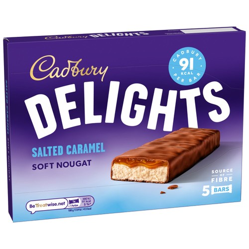 Cadbury Delights Soft Nougat Salted Caramel Chocolate Bars