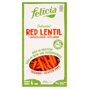 Felicia Gluten Free Organic Red Lentil Protein Sedanini Pasta