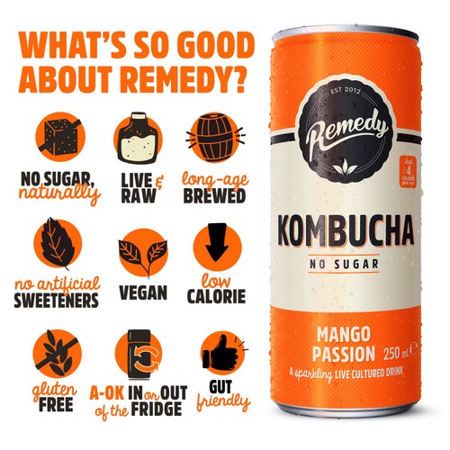 Remedy Kombucha Mango Passion Multipack