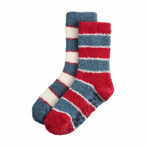 M&S Stripe Cosy Christmas Socks, 8+-12, Green Mix
