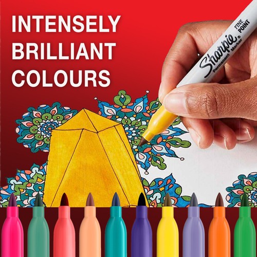 Sharpie Permanent Markers, Fine Point, Assorted Colours