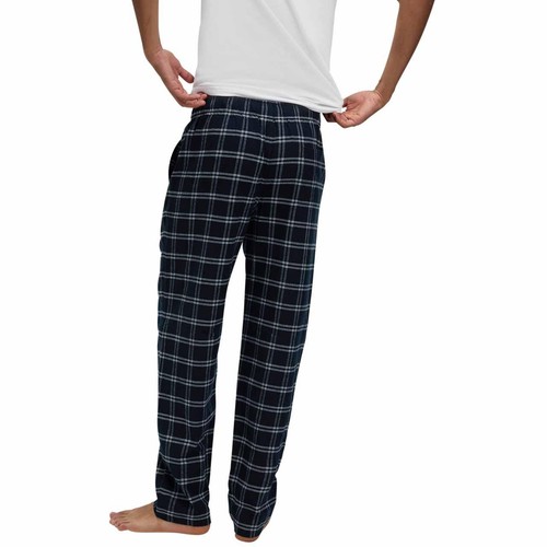 M&S Mens Pure Cotton Checked Pyjama Bottoms, XL, Navy