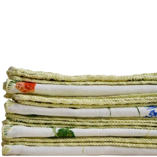 M&S Cotton Linen Floral Napkin Set, Green