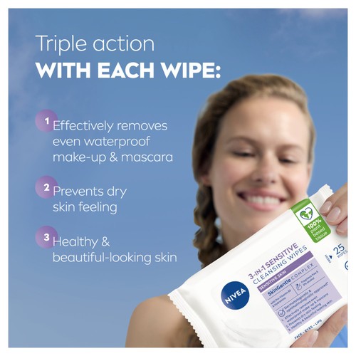 NIVEA Biodegradable Sensitive Cleansing Face Wipes