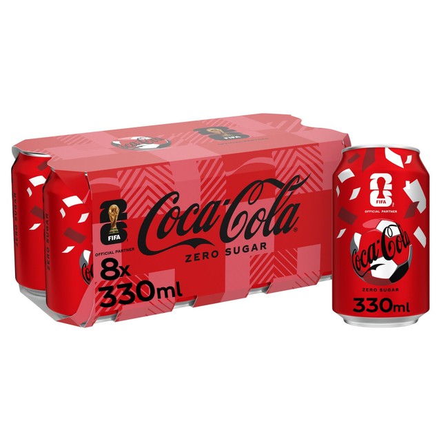 Coca-Cola Zero Sugar Cola Soft Drink 8 x 330ml Can Multipack