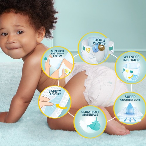 Pampers New Baby Nappies, Size 3 (6-10kg) Jumbo+ Pack