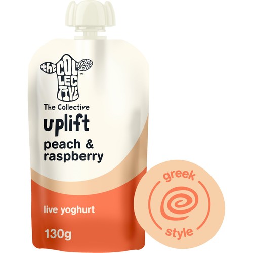 The Collective Uplift Peach & Raspberry Yoghurt Pouch, 130g The Collective Uplift Peach & Raspberry Yoghurt Pouch, 130g