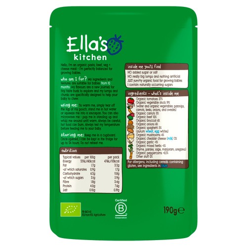 Ella's Kitchen Beef Spag Bol with Cheese Baby Food Pouch 10+ Months