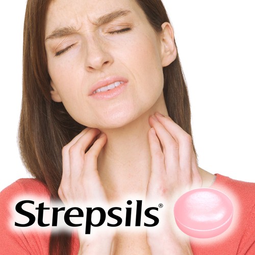 Strepsils Strawberry Sugar Free Sore Throat Lozenges