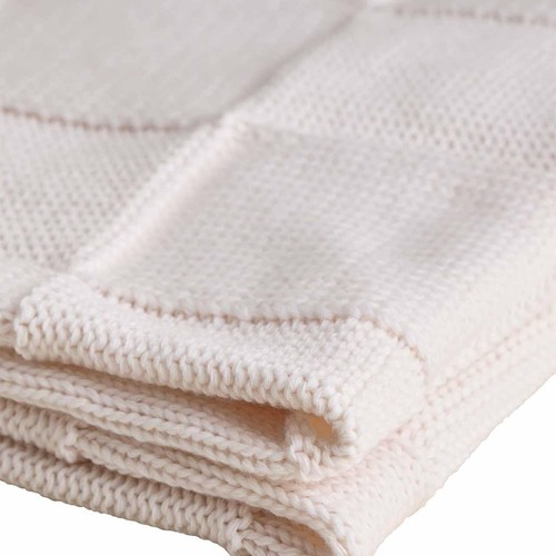 M&S Knitted Checkerboard Large Throw, Neutral