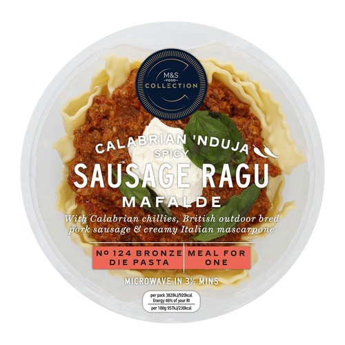 M&S Collection Sausage Ragu with Calabrian N'duja Mafalde Serves 1