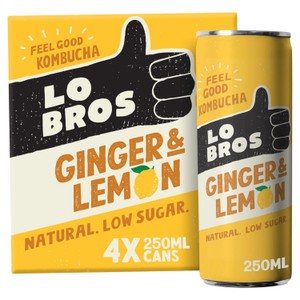Lo Bros Kombucha Raspberry & Lemon Low Sugar Multipack