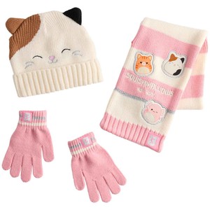 Kids Squishmallows Hat Scarf Gloves, 6-13 Year, Ecru Mix