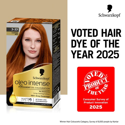 Schwarzkopf Oleo Intense Permanent Oil Colour 7-77 Copper Red Hair Dye
