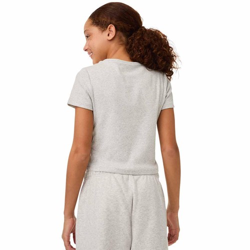 M&S Ribbed T-Shirt, 8-9 Years, Grey Marl