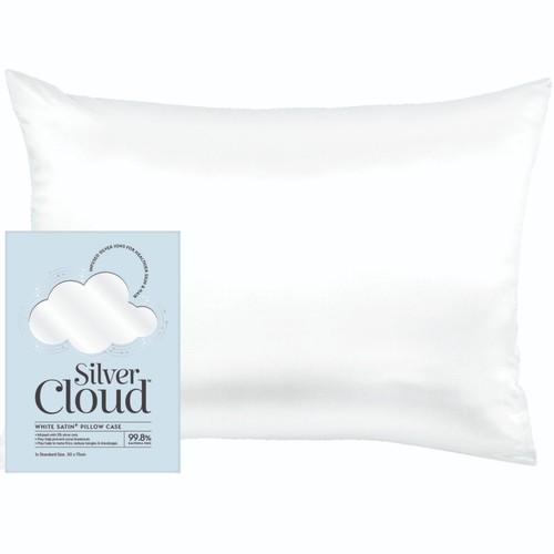 Silver Cloud White Satin Pillowcase Infused with Silver Ions