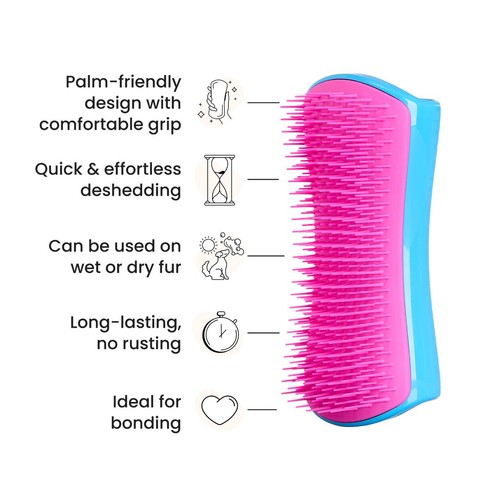 Pet Teezer De-shedding Dog Grooming Brush - Blue / Pink