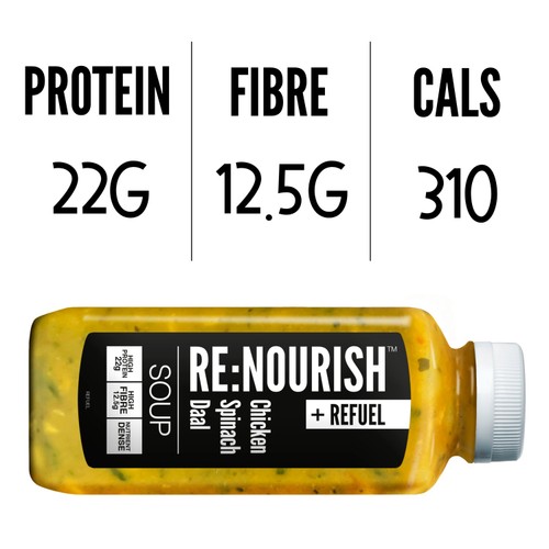 RENOURISH Refuel Chicken, Spinach Daal, High Protein Soup
