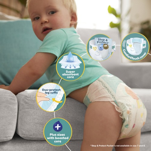Pampers Baby-Dry Nappies, Size 4 (9-14kg) Essential Pack