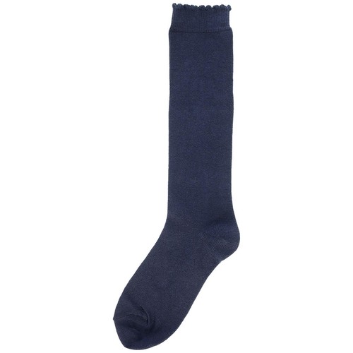 M&S Girls Cotton Knee High Socks, Shoe Size 4-7, Navy