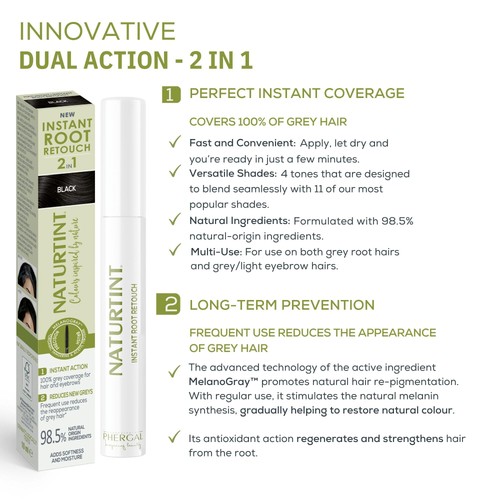 Naturtint Instant Root Re Touch 2in1 Black
