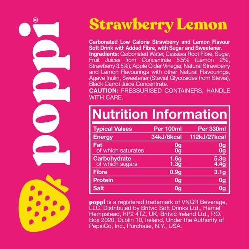 Poppi Strawberry Lemon Soda Cans