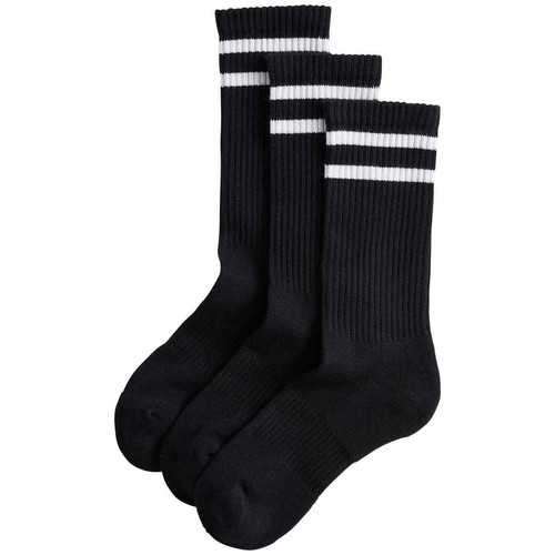 M&S Womens Goodmove Striped Crew Socks, 3-5, Black Mix