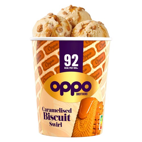 Oppo Caramelised Biscuit Swirl Low Calorie Ice Cream Tub