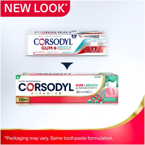 Corsodyl Gum+ Breath & Sensitivity Toothpaste Whitening