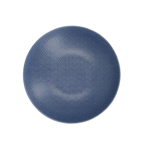 KitchenCraft Stoneware Coupe 22cm Bowl Set, Blue Embossed