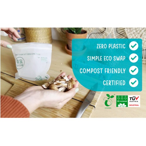 Eco Green Living Certified Compostable Small 0.5L Resealable Ziplock Bags