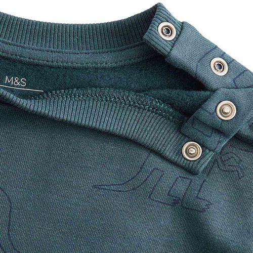 M&S Dino Sweat Outfit, 0-3 M, Blue Mix