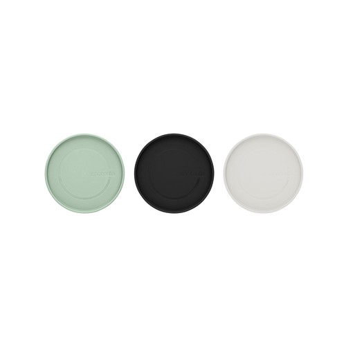 Brabantia Glass Jars Set of 3 Dark Grey, Light Grey, Jade Green.
