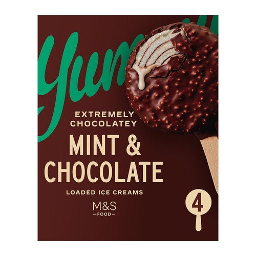 M&S 4 Mint & Chocolate Loaded Ice Creams