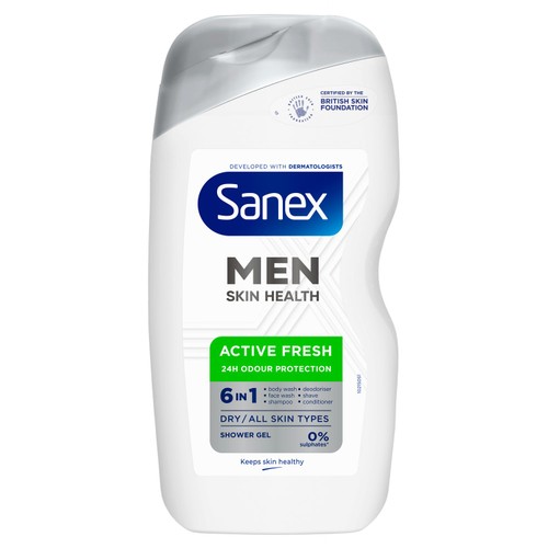 Sanex Men Skin Health Active Fresh 6 in 1 Body Wash Shower Gel