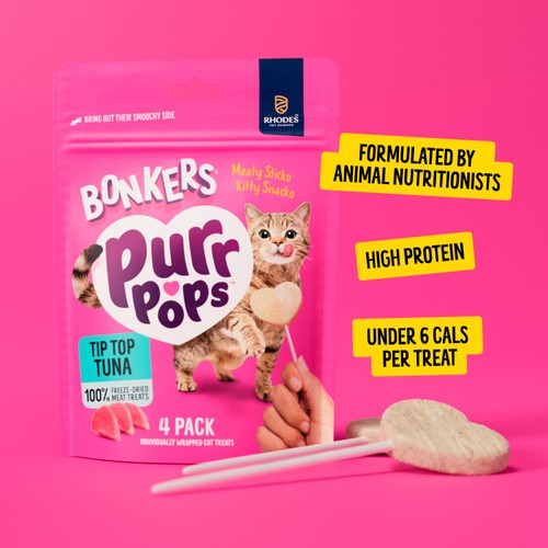 BONKERS Purrpops Freeze Dried Tuna Flavoured Lollipop Cat Treats
