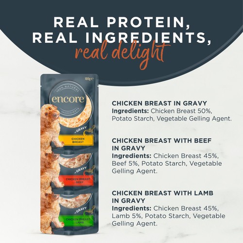 Encore Natural Wet Dog Food Multipack Meat Selection Pouches in Gravy