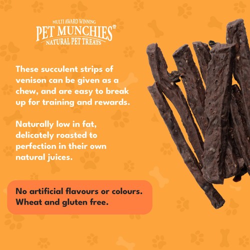 Pet Munchies 100% Natural Strips Venison Dog Treats