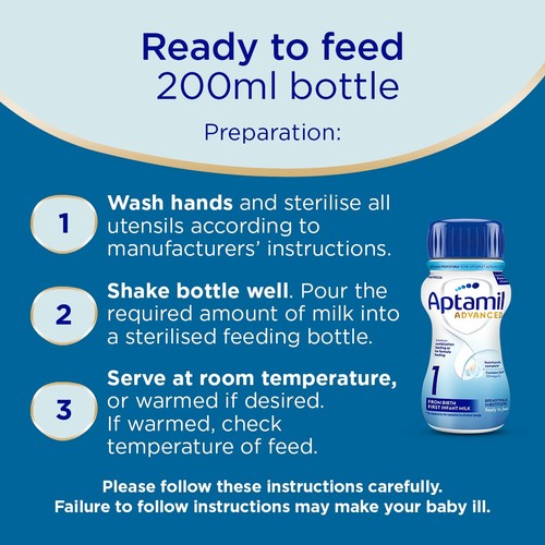 Aptamil Advanced First Infant Baby Milk Formula Liquid from Birth