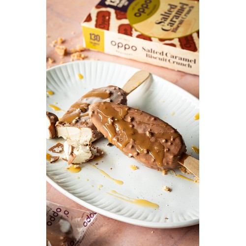 Oppo Salted Caramel Biscuit Crunch Low Calorie Ice Cream Sticks