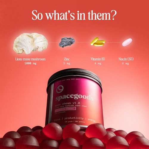 Spacegoods Focus Lions Mane Mushroom Moon Chews