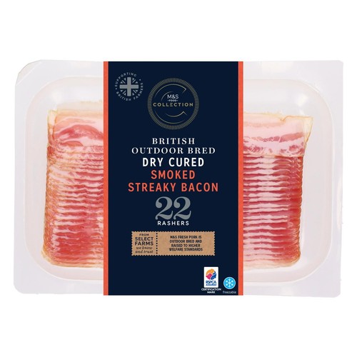 M&S Collection British Outdoor Bred 22 Dry Cured Smoked Streaky Bacon