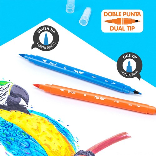 MILAN Metal Box 12 dual tip fibrepens