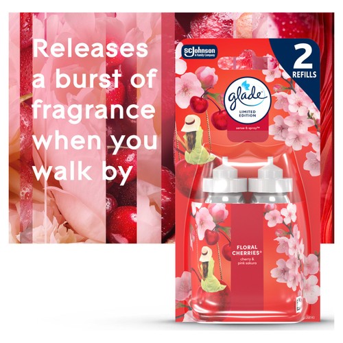 Glade Sense & Spray Air Freshener Twin Refill, Floral Cherries