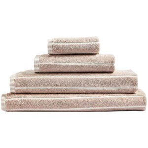 M&S Pure Cotton Carved Stripe Bath Towel, Natural