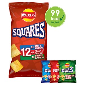 Walkers Squares Flavour Potato Snacks 12 x 22g