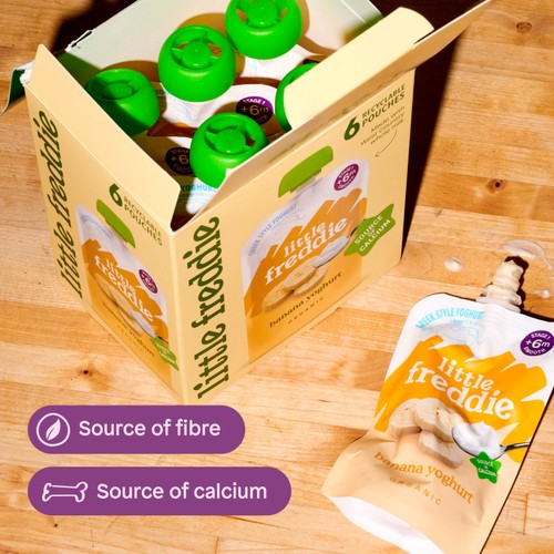 Little Freddie Organic Banana Greek Style Yoghurt Pouch Multipack 6+ M